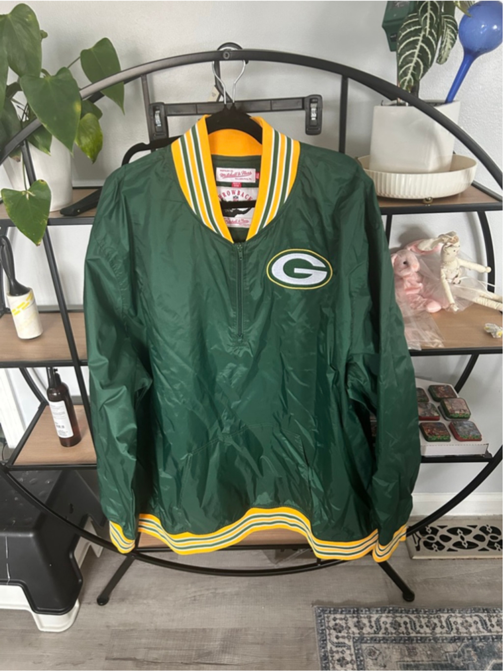 Men's Mitchell & Ness Bomber Jacket 3XL Green Yellow green bay packers